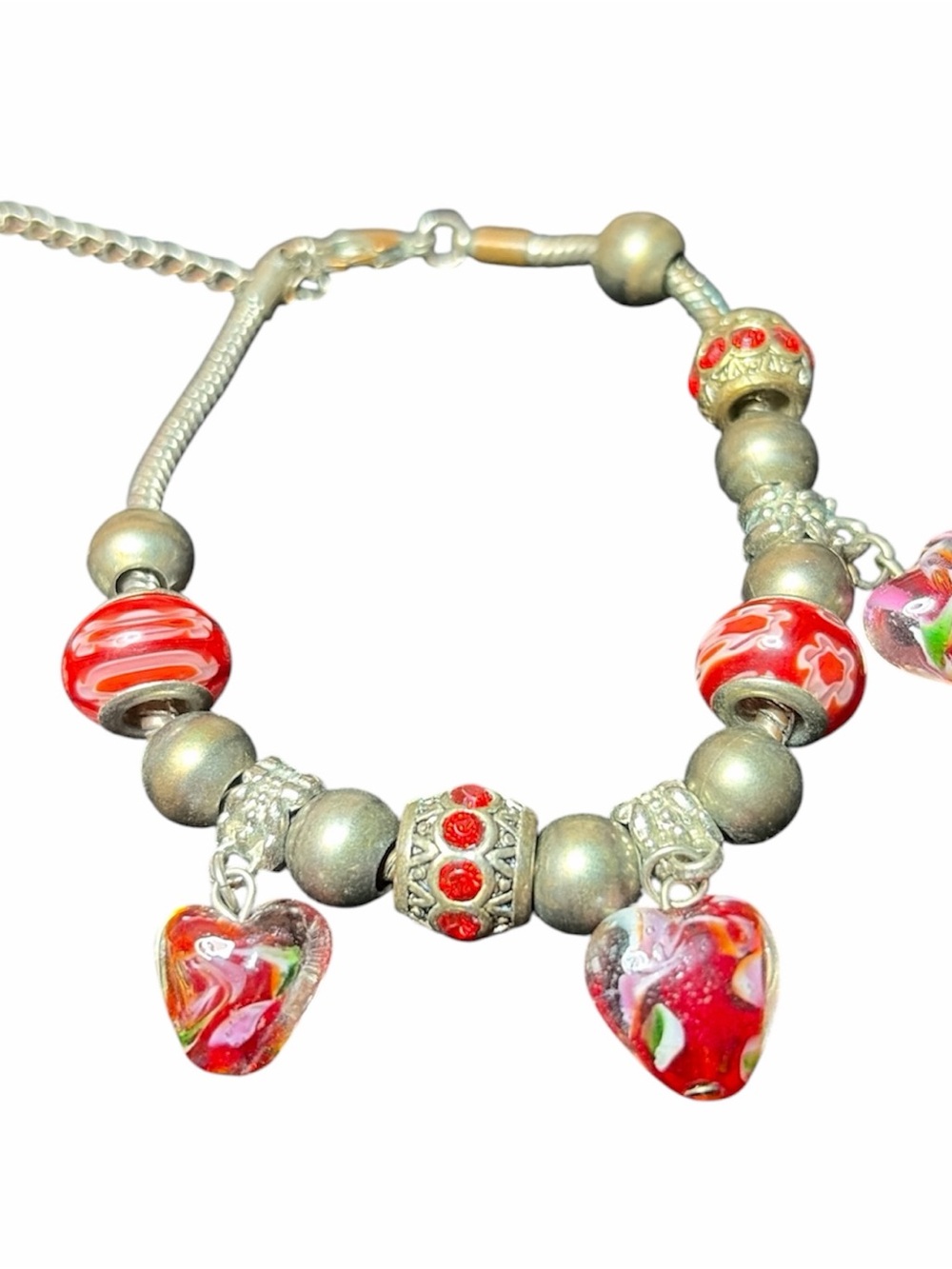 152 Red Heart Charm Bead Bracelet - Unbranded Women’s Jewelry